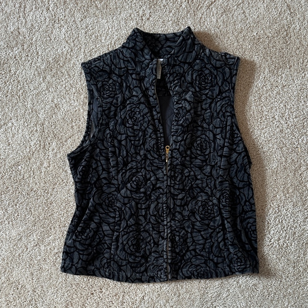 Charter Club Black Floral Sleeveless Top